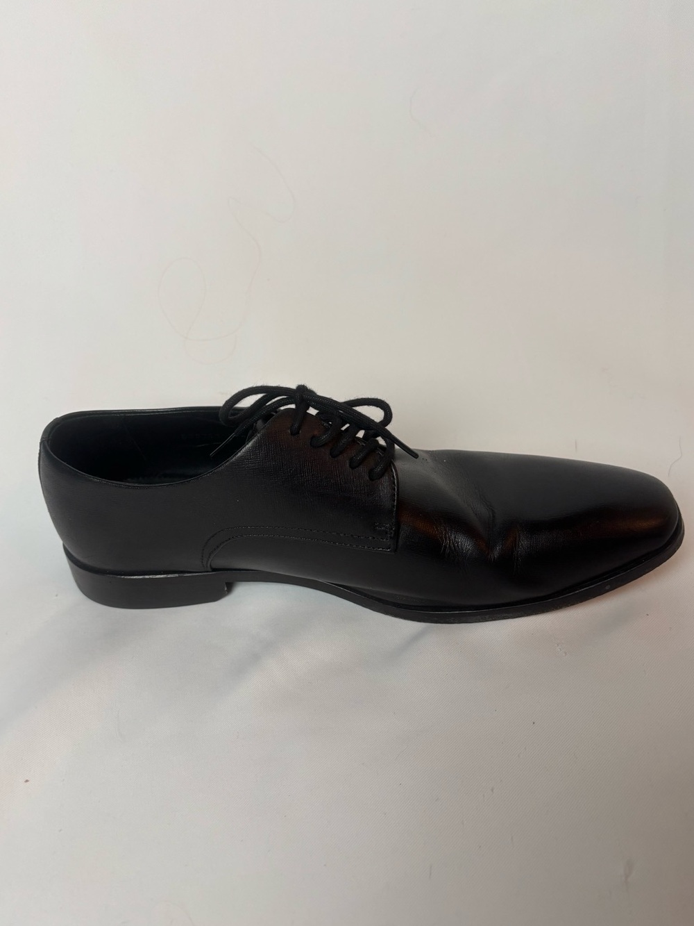 Boss Hugo Boss Black Textured Leather Men’s Derby Dress Shoes Plain Toe Sz 7.5